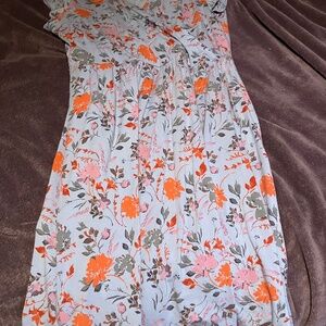 Pact cornflower blue organic cotton short sleeve crossover dress XL